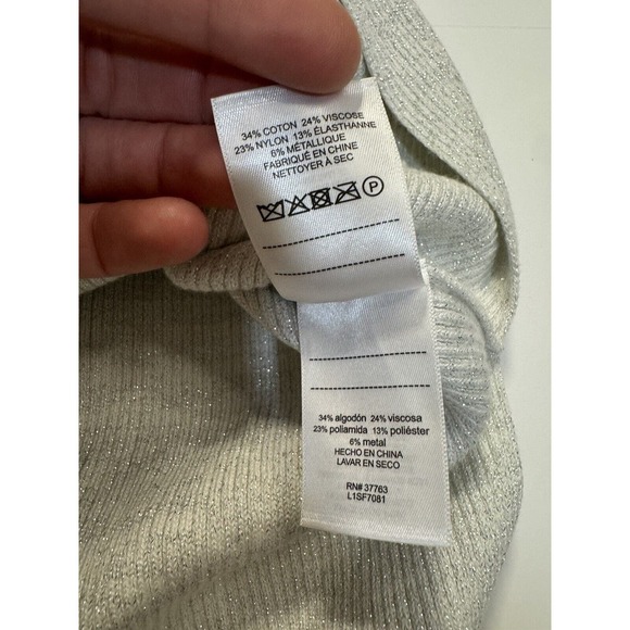 Laundry By Shelli Segal Knit Tunic Dress Silver Lurex Knit Small - Picture 5 of 9